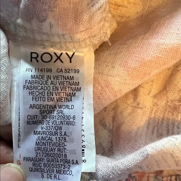 Roxy Wide Leg floral print cargo Flax Linen Drawstring Relaxed Fit pants M EUC - Picture 10 of 13